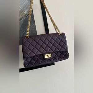 Chanel Purple Quilted metallic Leather Shoulder Bag